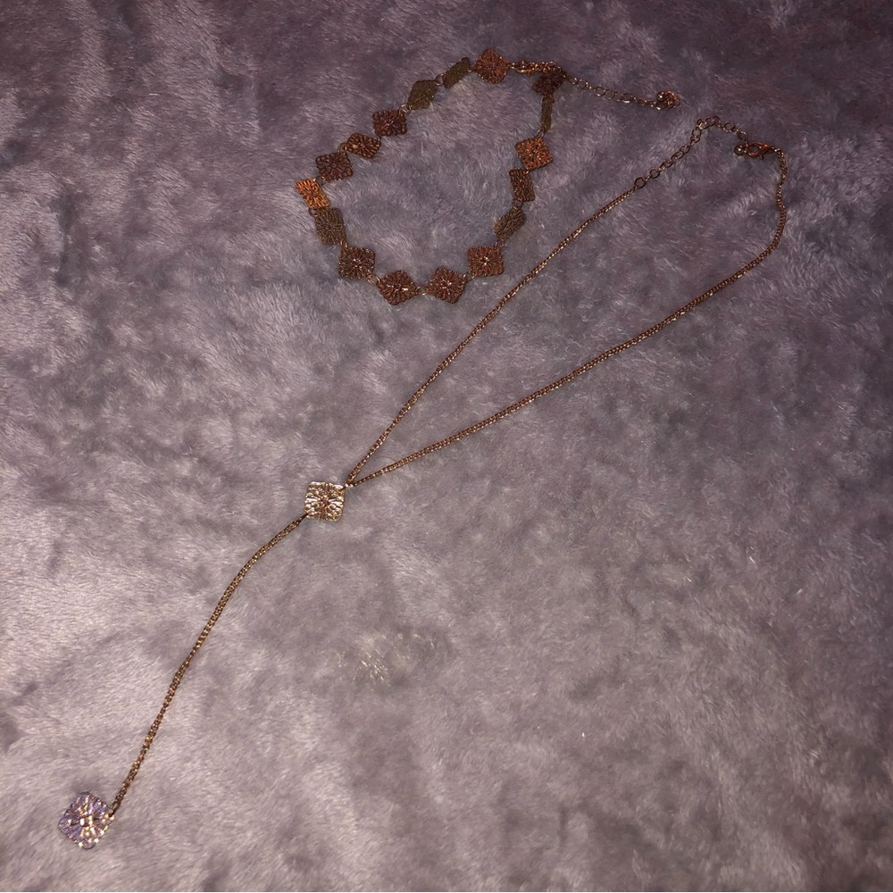 Rhombus/ Square two necklace set